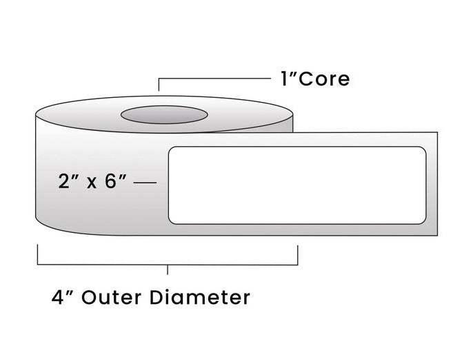 METRC Compliant Direct Thermal Labels - 2" x 6" - 270 Per Roll - 1" Core, 4" OD
