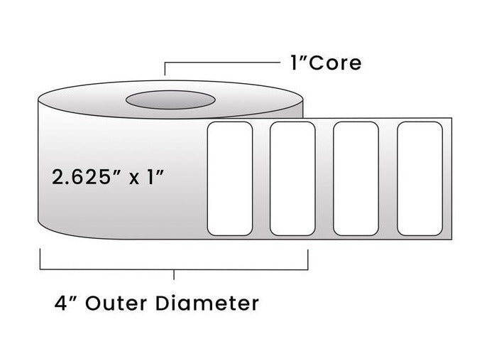 Direct Thermal Labels - Metrc Label - 2.625" x 1" - 1" Core / 4" Outer Diameter - (1,340 Labels Per Roll)