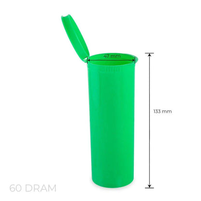 60 Dram Pop Top Vial - 1/2 Oz  - Green - (75 Count)