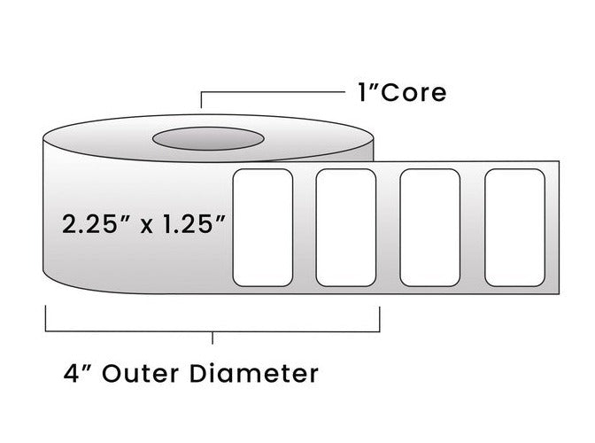 Direct Thermal Labels - Metrc Label- 2.25" x 1.25" - 1" Core / 4" Outer Diameter - (1,110 Labels Per Roll)