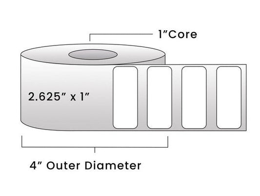 Direct Thermal Labels - Metrc Label - 2.625" x 1" - 1" Core / 4" Outer Diameter  - (1,340 Labels Per Roll)
