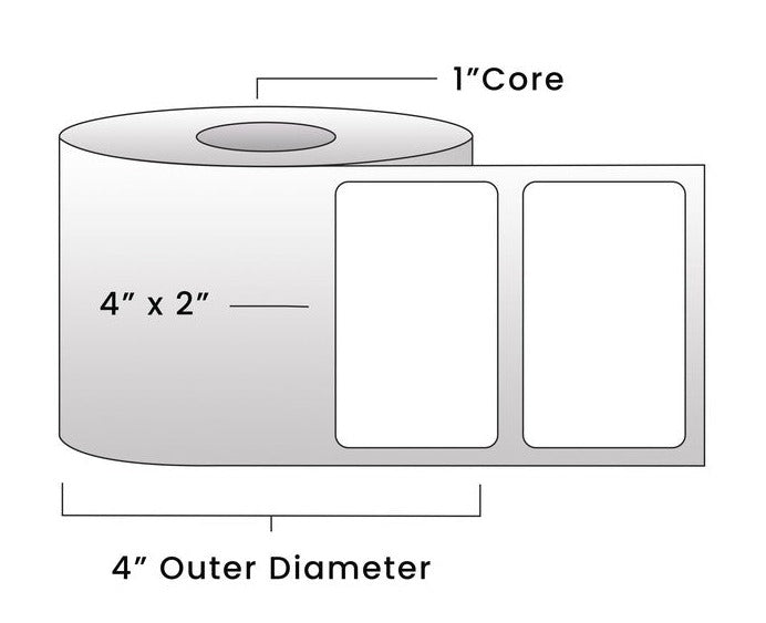 Direct Thermal Labels - Metrc Label - 4" x 2" - 1" Core / 4" Outer Diameter - (740 Labels Per Roll)